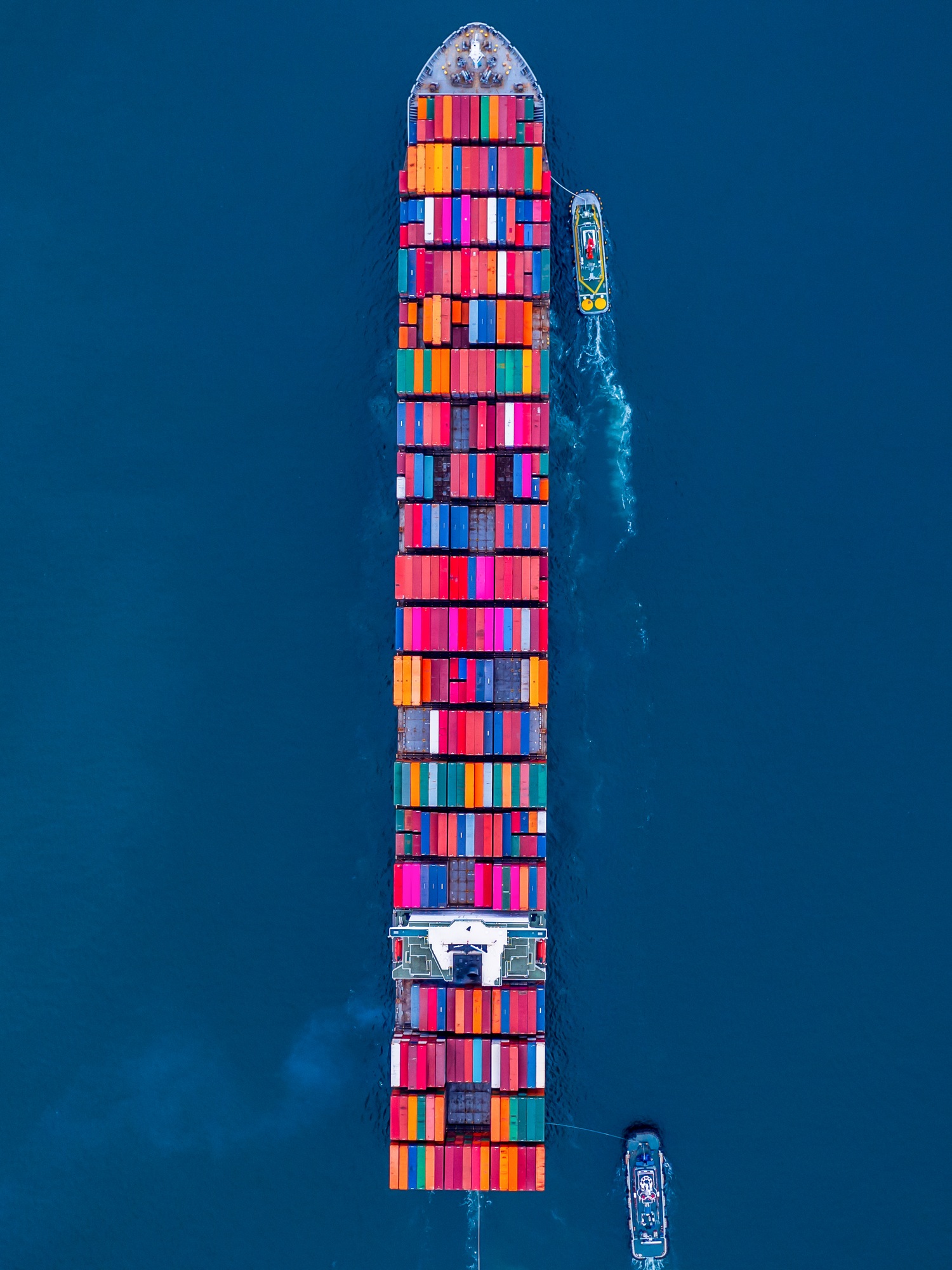 Aerial view container cargo ship sea freight shipping, Global business industry import export.